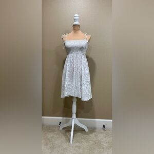 Elegant White and Black Polka Dot Mini Dress